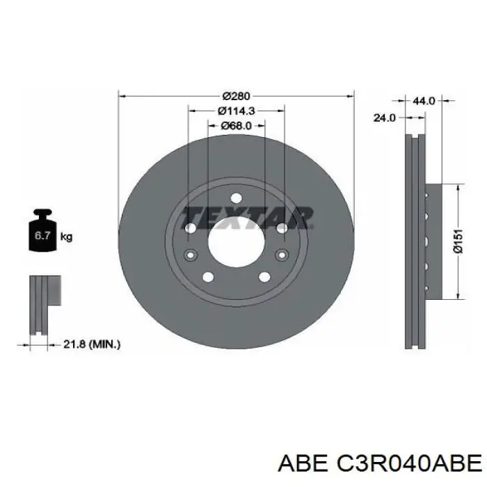 C3R040ABE ABE Диск тормозной передний