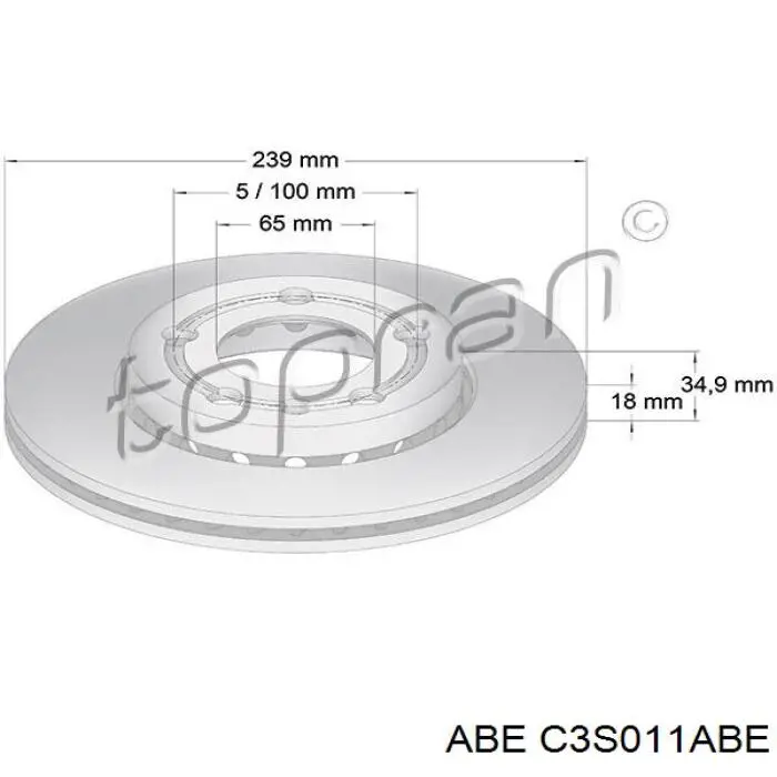 Тормоз дисковый передний ABE C3S011ABE цена, от 18.75 USD