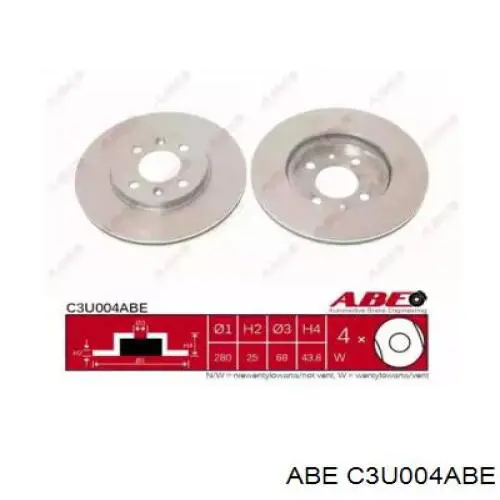 Тормоз дисковый передний ABE C3U004ABE цена, от 36.06 USD