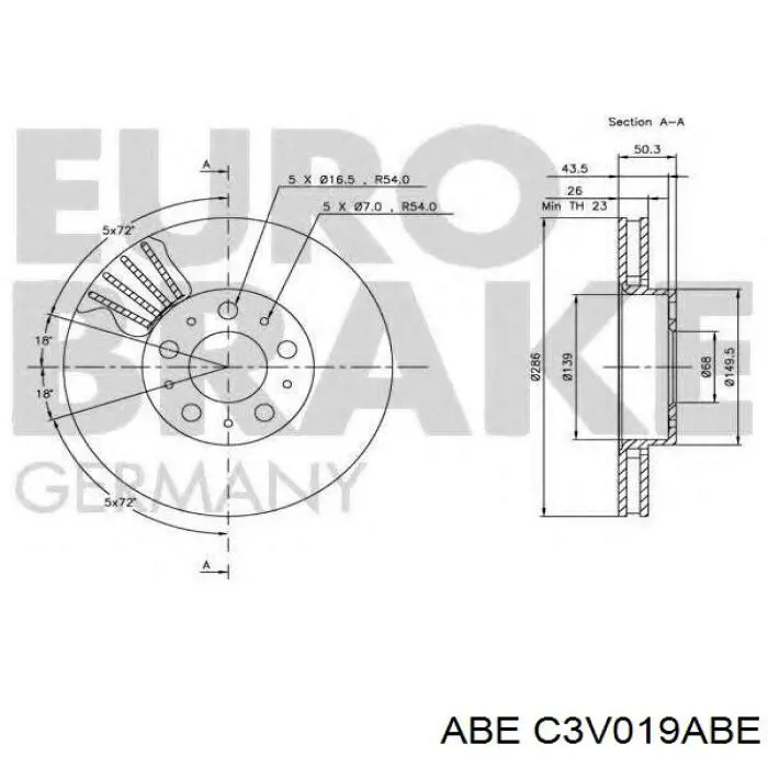 Купить C3V019ABE ABE Ротор тормозной