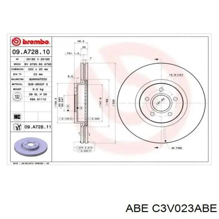 Передние тормозные диски C3V023ABE ABE