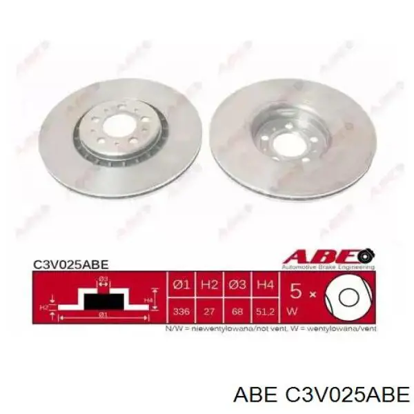 C3V025ABE ABE диск тормозной передний