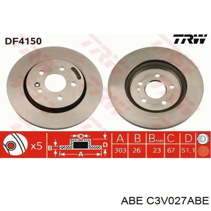 Передние тормозные диски C3V027ABE ABE