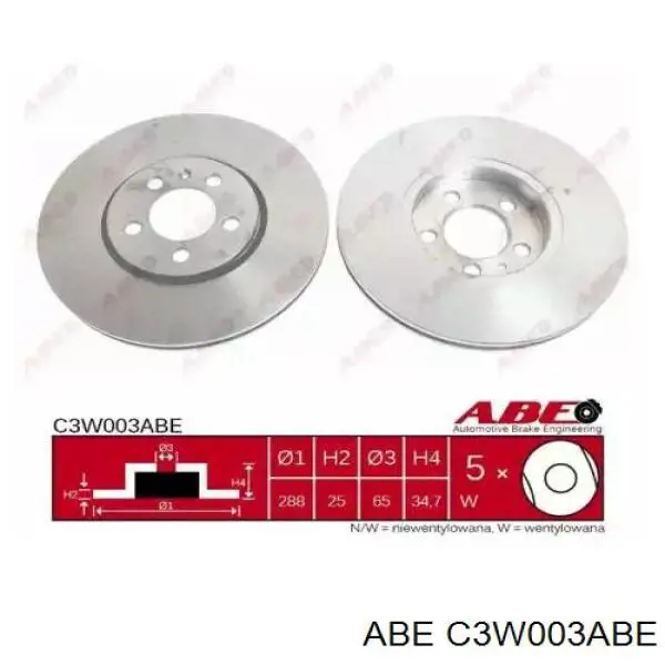 Тормоз дисковый передний ABE C3W003ABE цена, от 33.71 USD