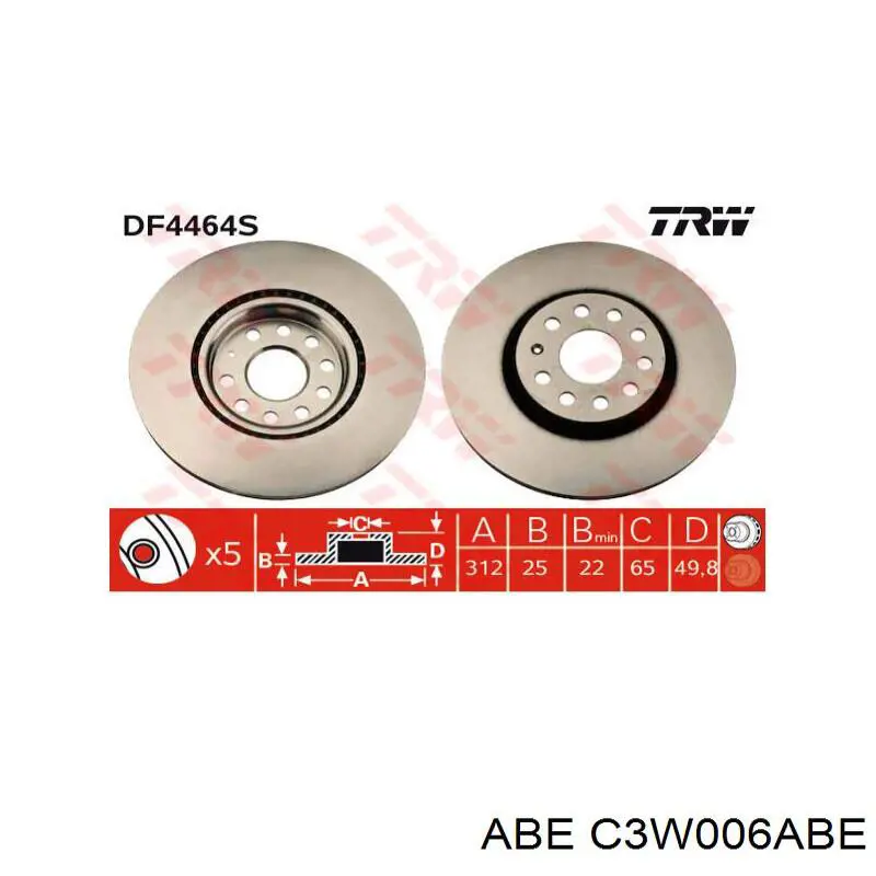 Тормоз дисковый передний ABE C3W006ABE цена, от 20.06 USD