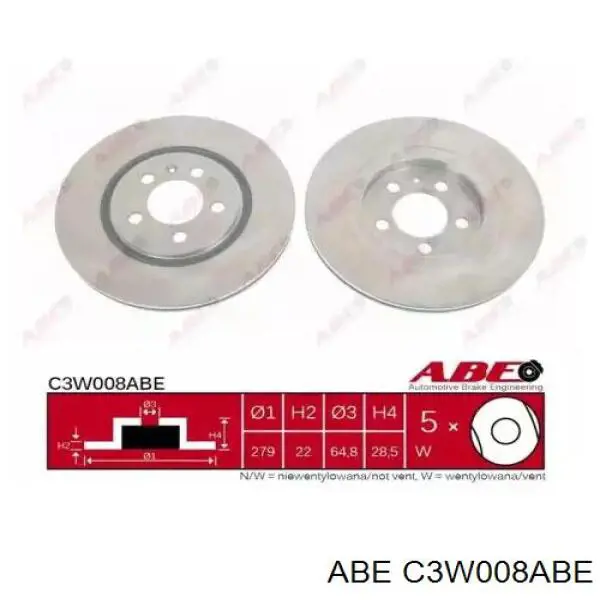 C3W008ABE ABE диск тормозной передний