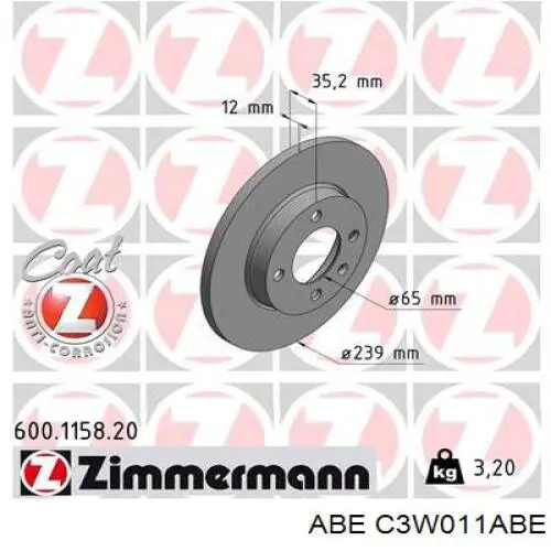 Диск гальмівний передній C3W011ABE ABE