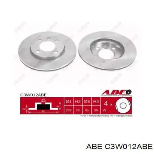 C3W012ABE ABE Диск тормозной передний