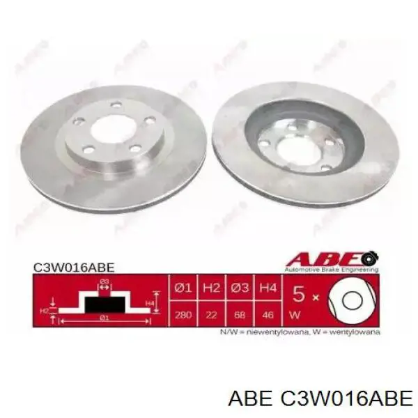 C3W016ABE ABE диск тормозной передний