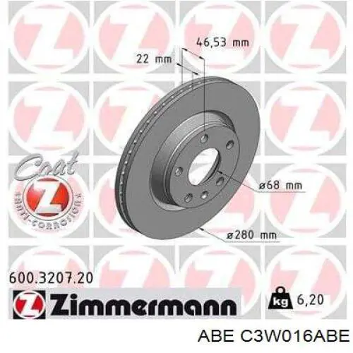 Диск гальмівний передній C3W016ABE ABE