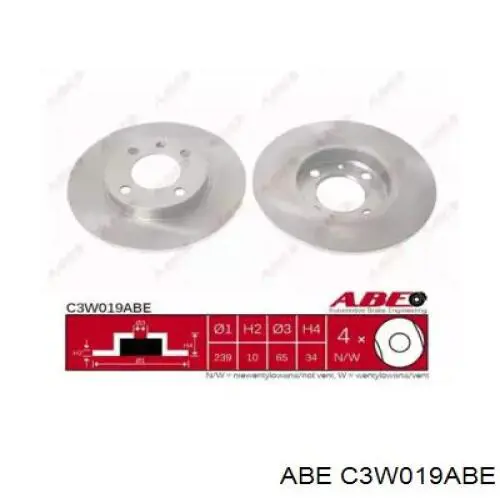 C3W019ABE ABE диск тормозной передний