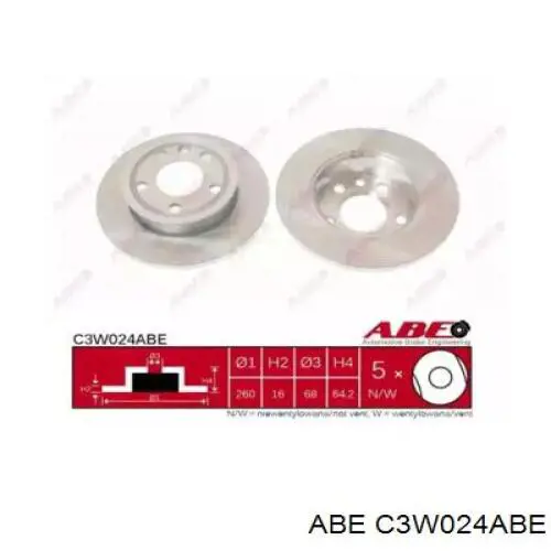 C3W024ABE ABE диск тормозной передний