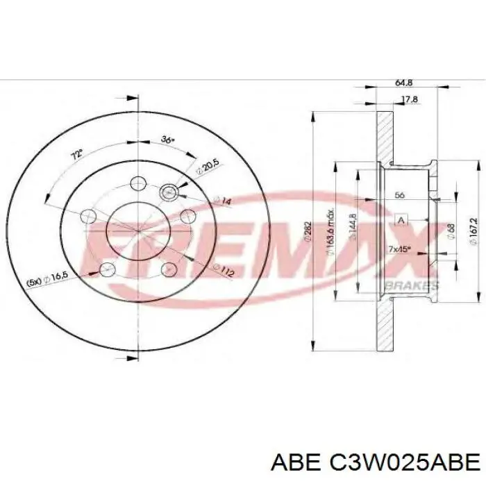Передние тормозные диски C3W025ABE ABE