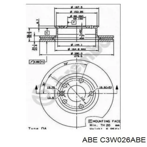 Передний тормозной диск ABE C3W026ABE