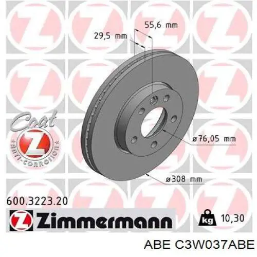 Передние тормозные диски C3W037ABE ABE