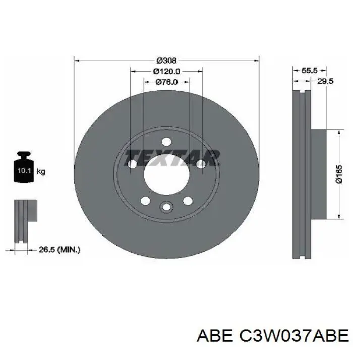 Тормоз дисковый передний ABE C3W037ABE цена, от 47.43 USD