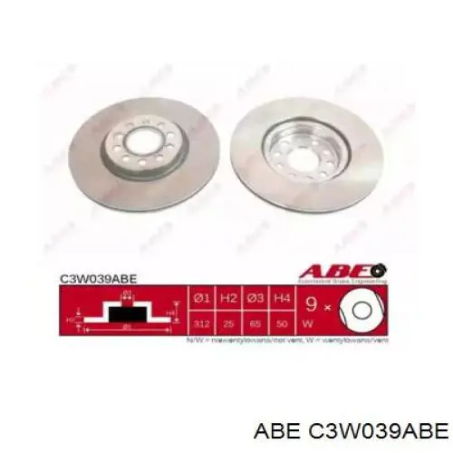 Тормоз дисковый передний ABE C3W039ABE цена, от 36.81 USD