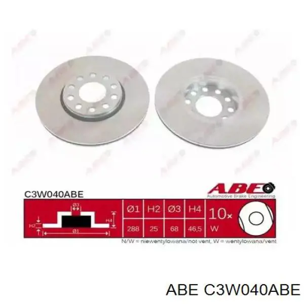 C3W040ABE ABE диск тормозной передний