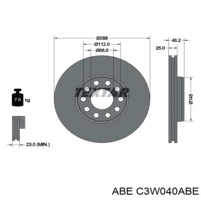 Передние тормозные диски C3W040ABE ABE