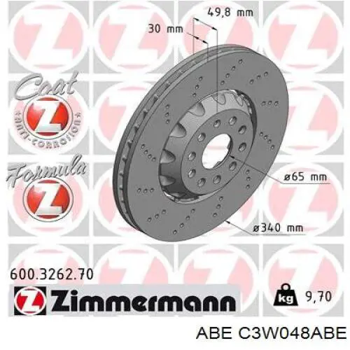 Передние тормозные диски C3W048ABE ABE
