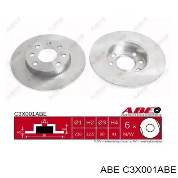 C3X001ABE ABE диск тормозной передний