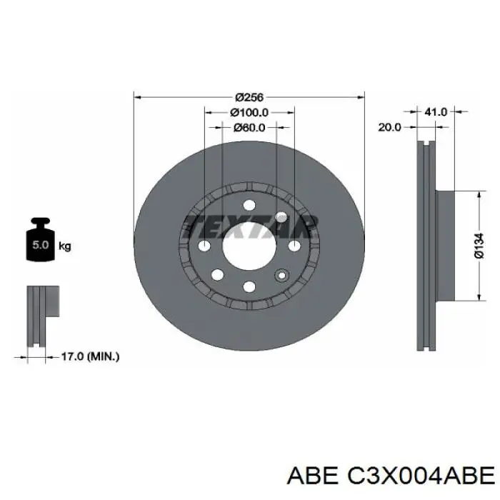 Тормоз дисковый передний ABE C3X004ABE цена, от 21.79 USD