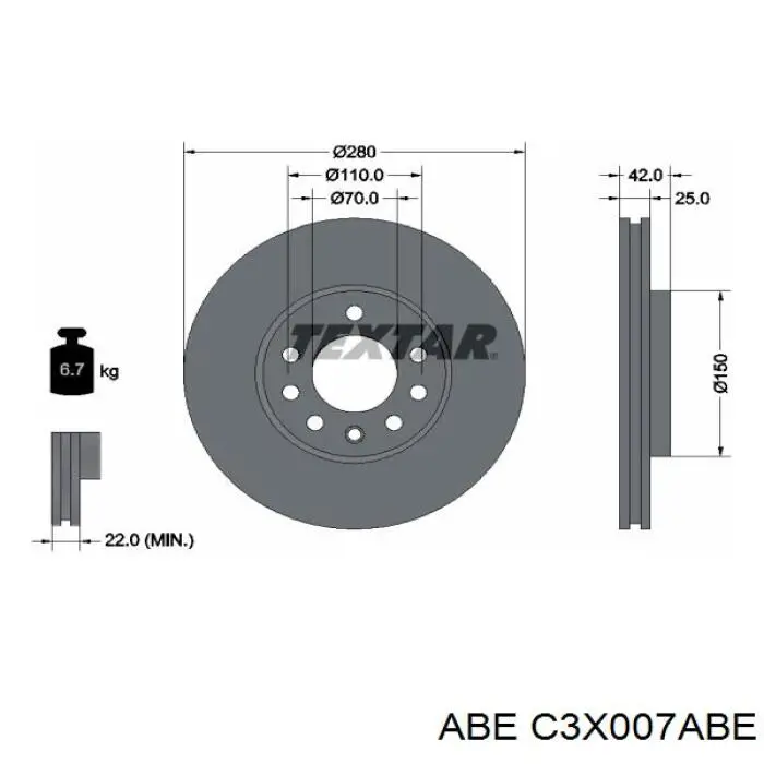 Передние тормозные диски C3X007ABE ABE