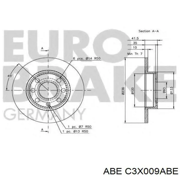 Передние тормозные диски C3X009ABE ABE