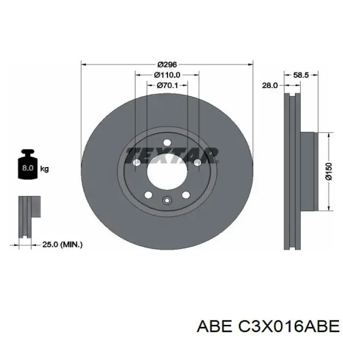 Диск гальмівний передній C3X016ABE ABE