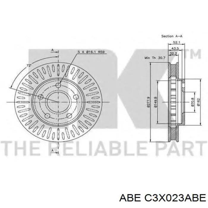 Freno de disco delantero C3X023ABE ABE