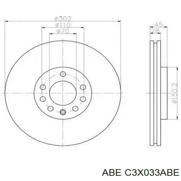 Передний тормозной диск ABE C3X033ABE