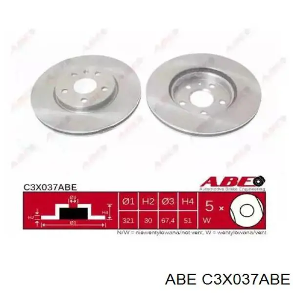 Передние тормозные диски C3X037ABE ABE