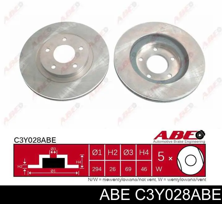 C3Y028ABE ABE диск тормозной передний