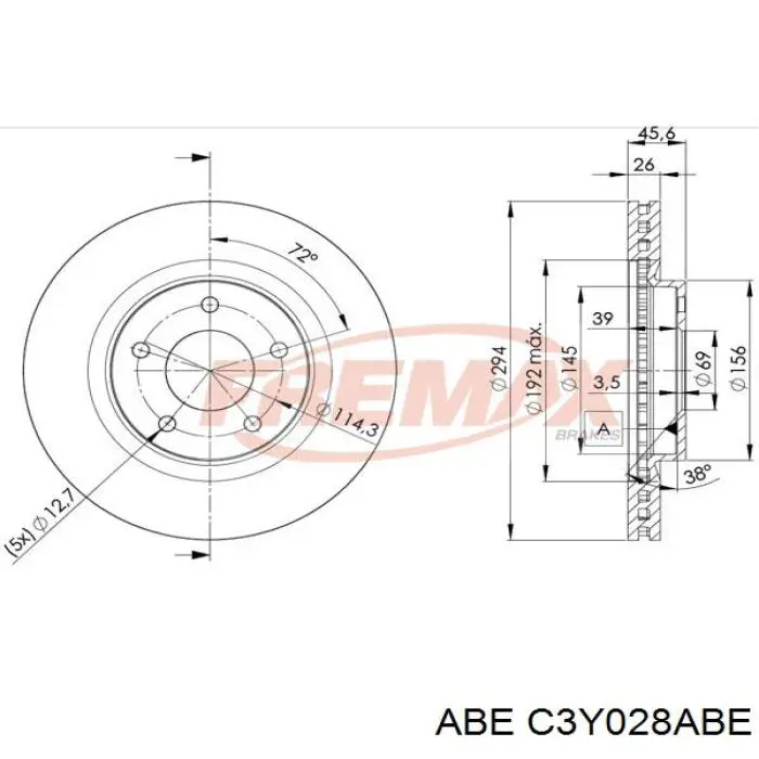 Диск гальмівний передній C3Y028ABE ABE