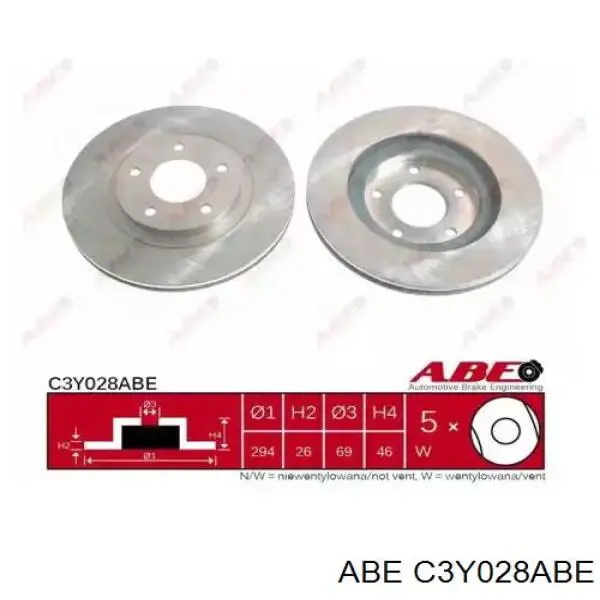 Диск гальмівний передній C3Y028ABE ABE