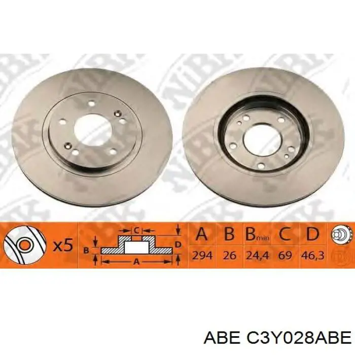 Тормоз дисковый передний ABE C3Y028ABE цена, от 36.08 USD