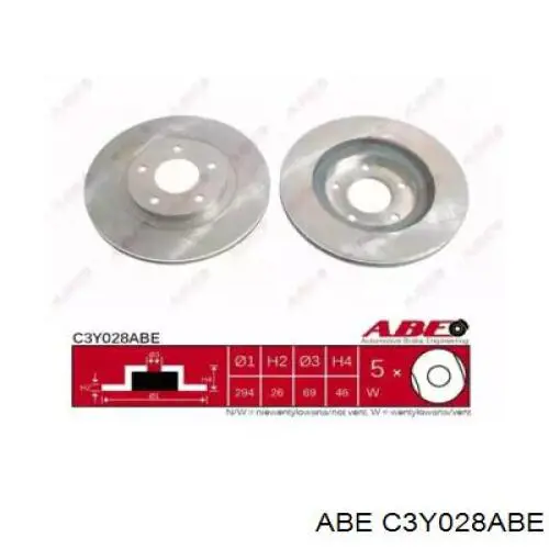 Диск гальмівний передній C3Y028ABE ABE