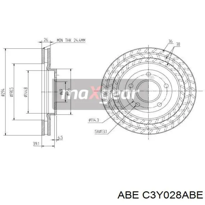 Диск гальмівний передній C3Y028ABE ABE