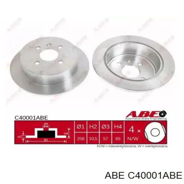C40001ABE ABE диск тормозной задний