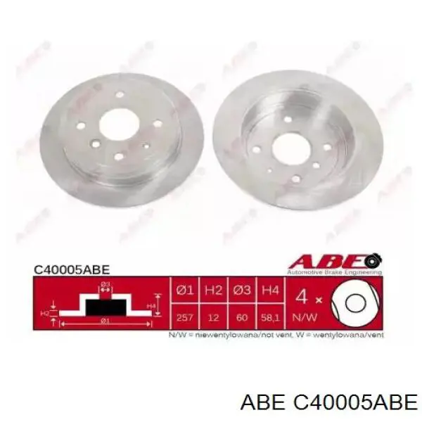 Тормозные диски C40005ABE ABE