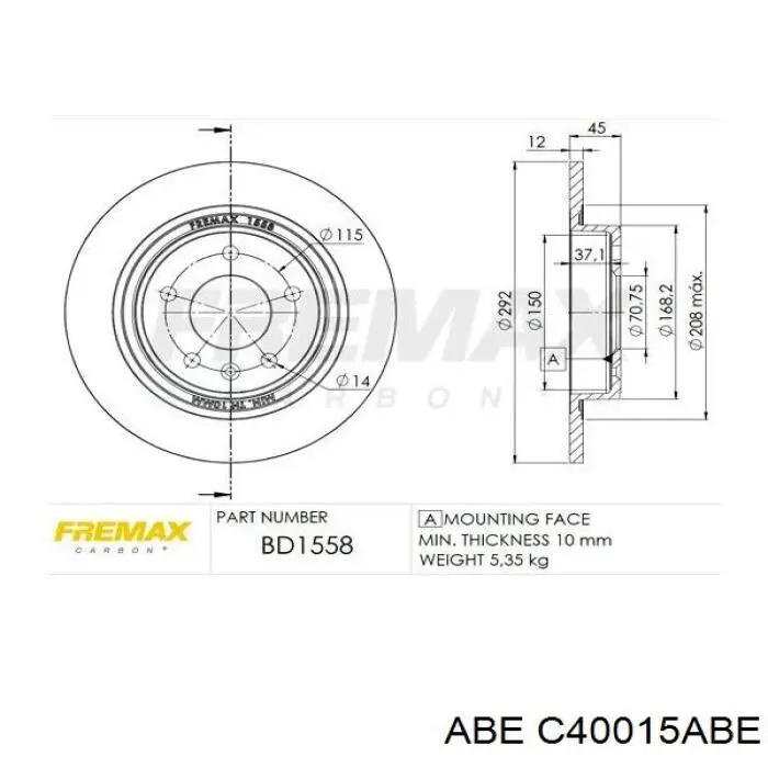 Задний дисковый тормоз ABE C40015ABE
