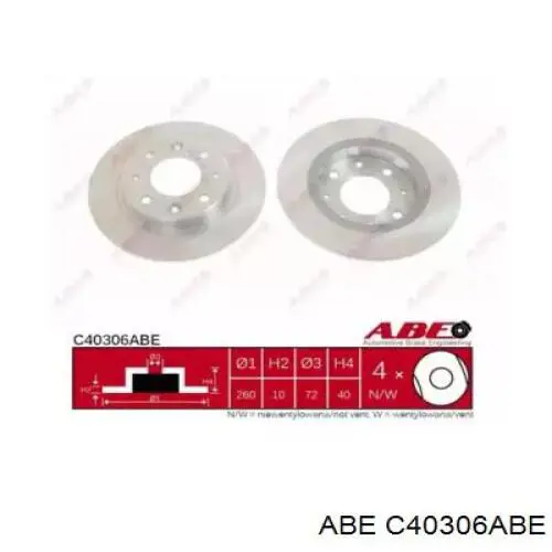 Тормозные диски C40306ABE ABE