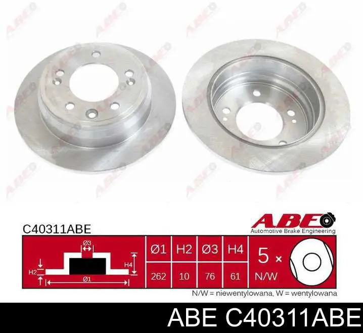C40311ABE ABE диск тормозной задний