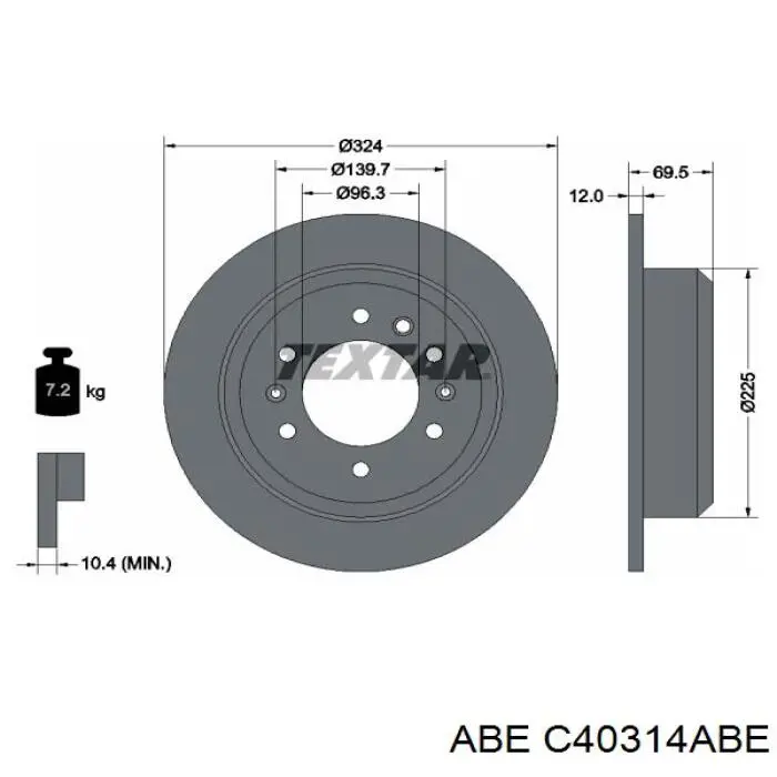 Купить C40314ABE ABE Диск тормозной задний