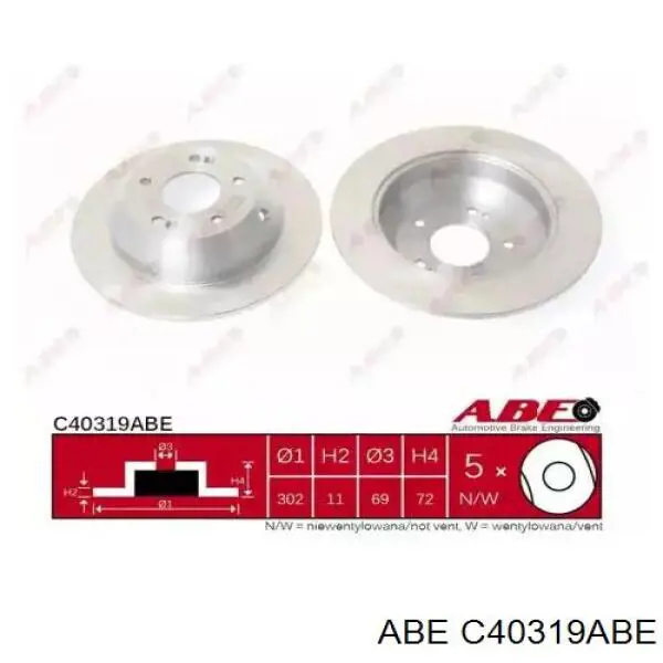 C40319ABE ABE диск тормозной задний