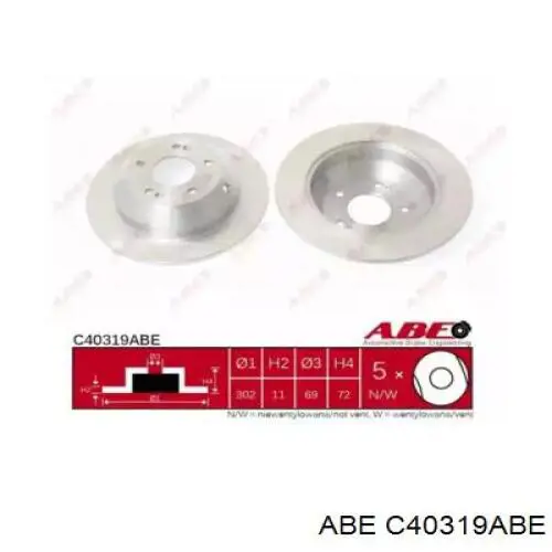 Купить C40319ABE ABE Диск тормозной задний
