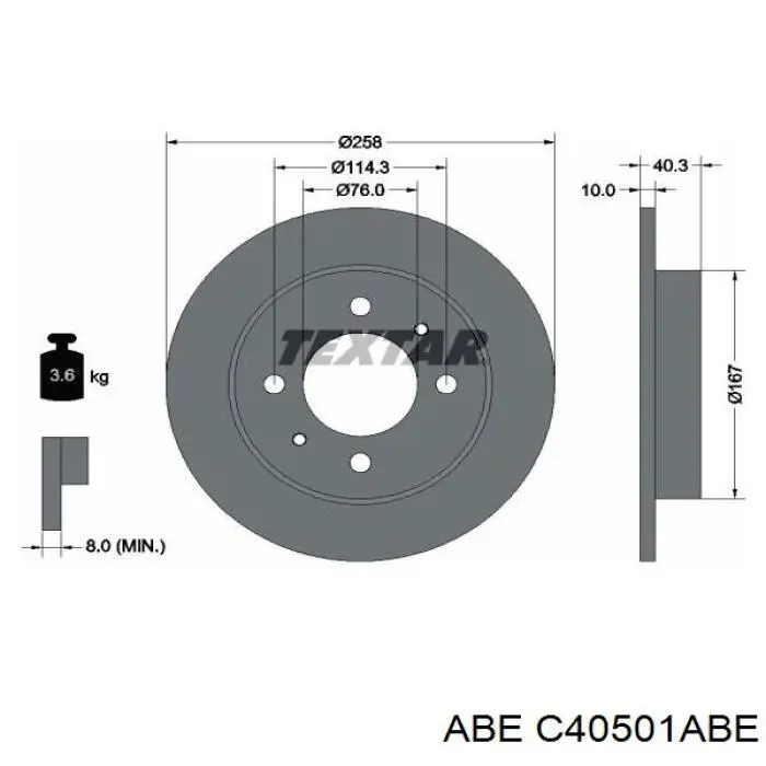 Купить C40501ABE ABE Диск тормозной задний
