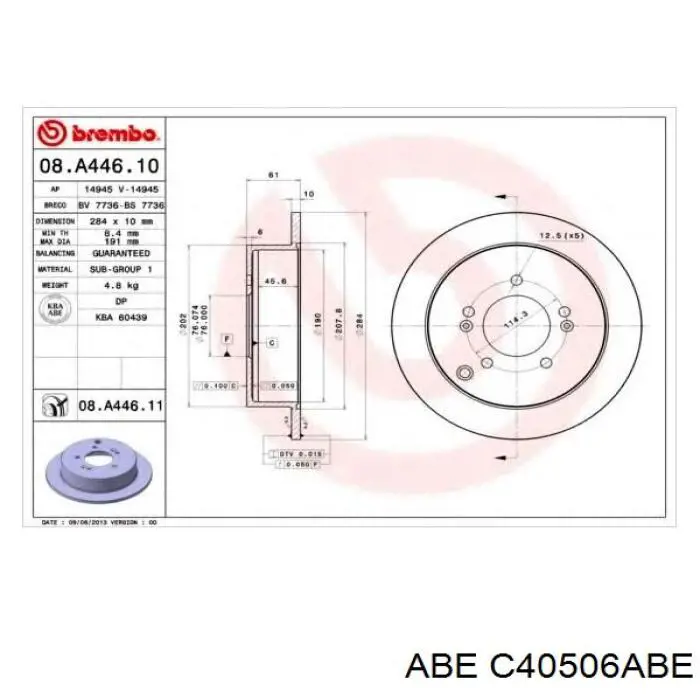 Тормозные диски C40506ABE ABE