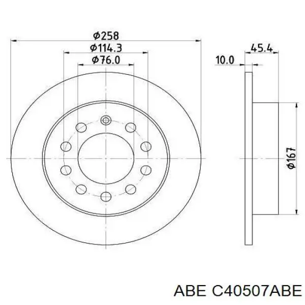 Купить C40507ABE ABE Диск тормозной задний
