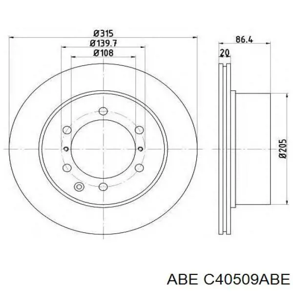 Купить C40509ABE ABE Диск тормозной задний